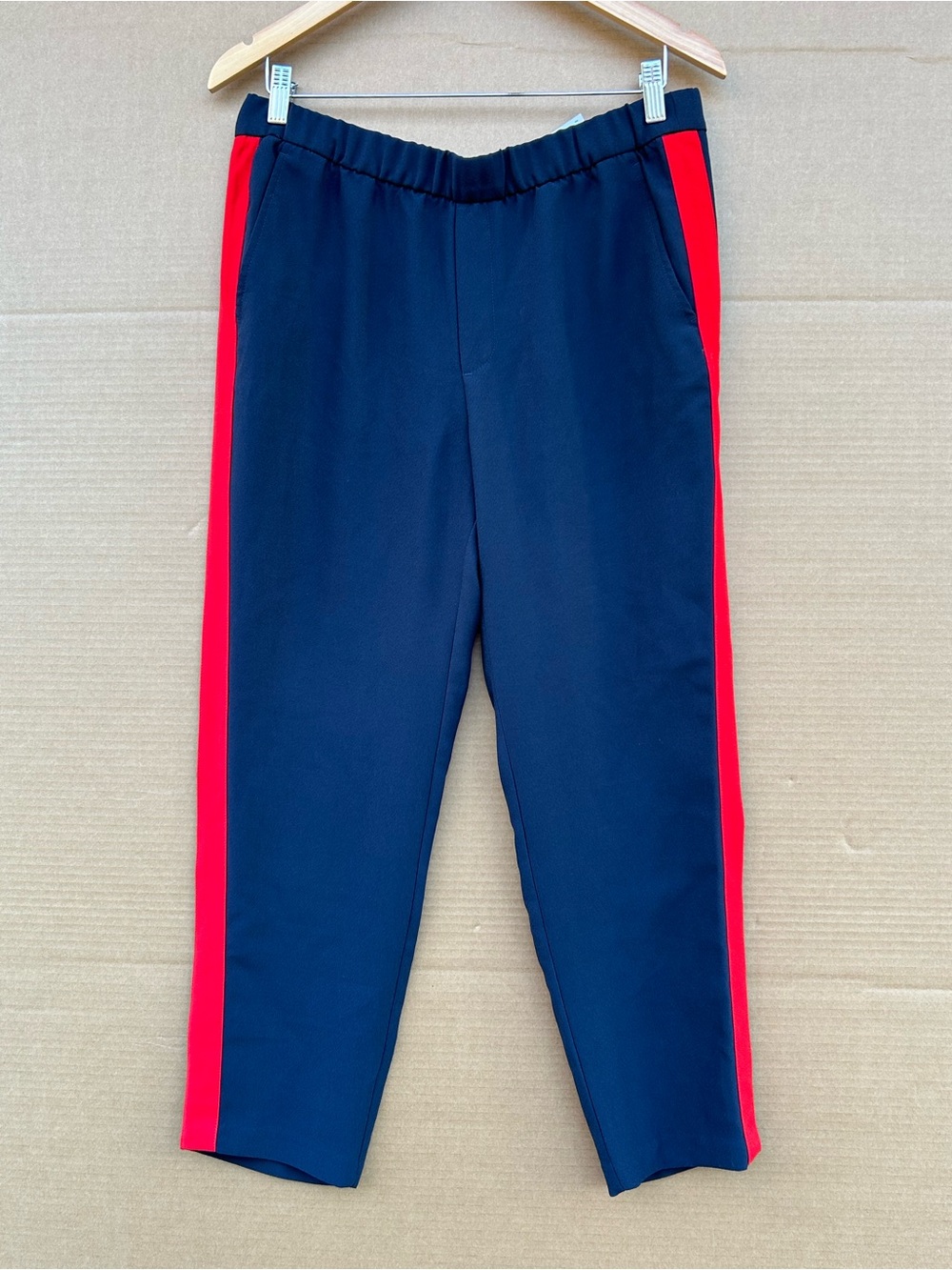 Banana republic Side Stripe Ankle Pants Tapered Women’s Medium Navy Blue Red
